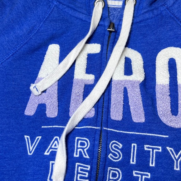 Aeropostale Blue "AERO Varsity Dept" Full Zip Hoodie Womens Size Small Y2K - Picture 12 of 12